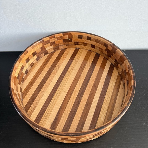 Vintage | Large 11 Inch Segmented Wood Bowl Handcrafted Artisan Turned Art Mixed - Picture 5 of 8